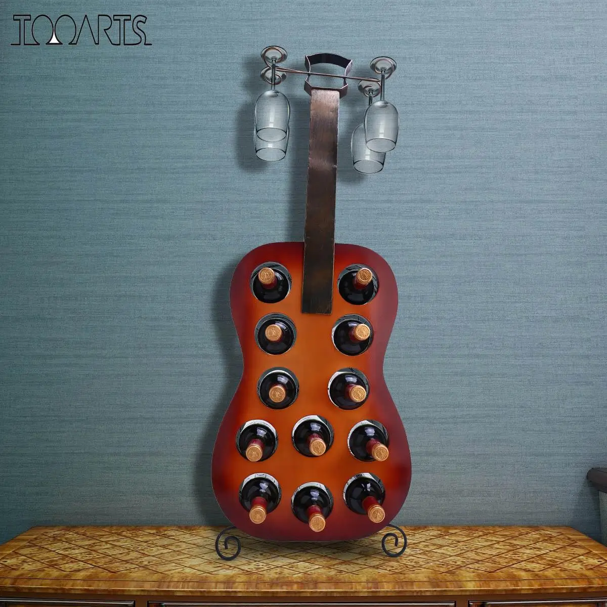 Tooarts 12 бутылок гитара винный шкаф художественное украшение креативный держатель