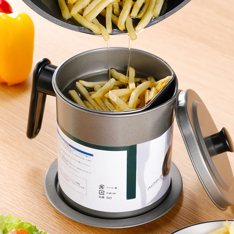

1.7L Cooking Oil Storage Can Dispenser Container with Stainless Steel Filter Oil Pot Bottles Strainer Kitchen Restaurant Tools