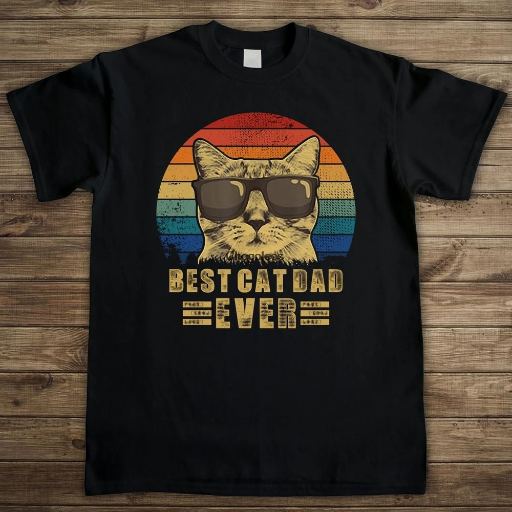 Забавная футболка с надписью &quotBest Cat Dad Ever&quot винтажная ретро-футболка