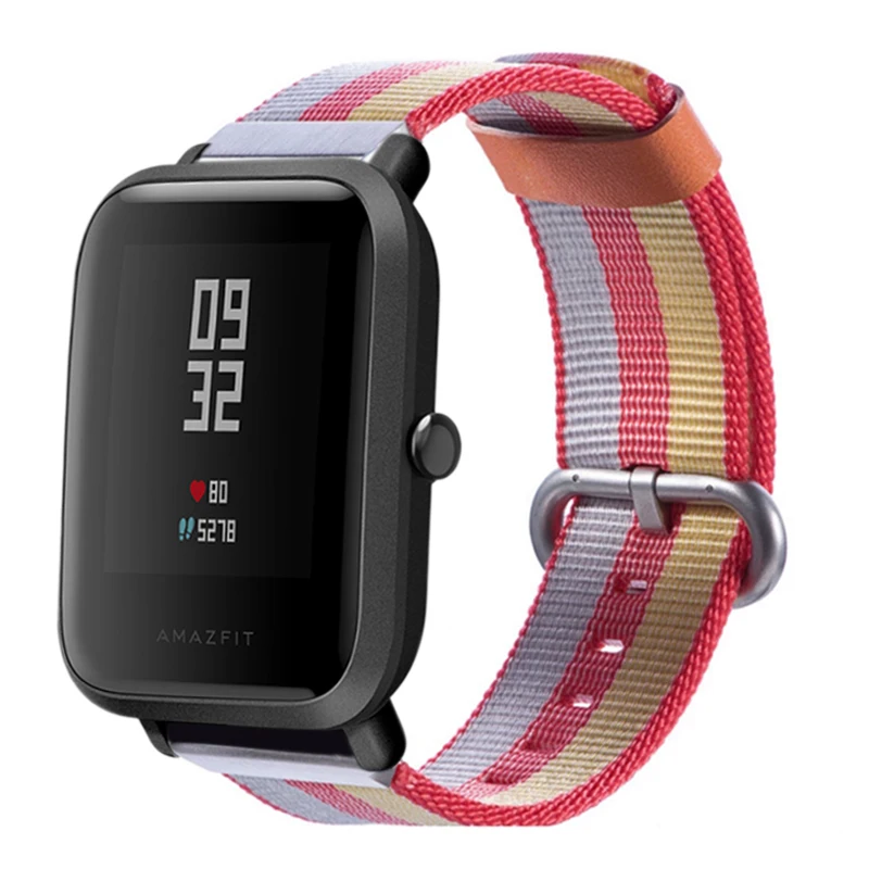 Цветной нейлоновый ремешок для Xiaomi Huami Amazfit Bip Bit Youth Watch Band аксессуары холщовый браслет 20 мм спортивный ремешок для часов