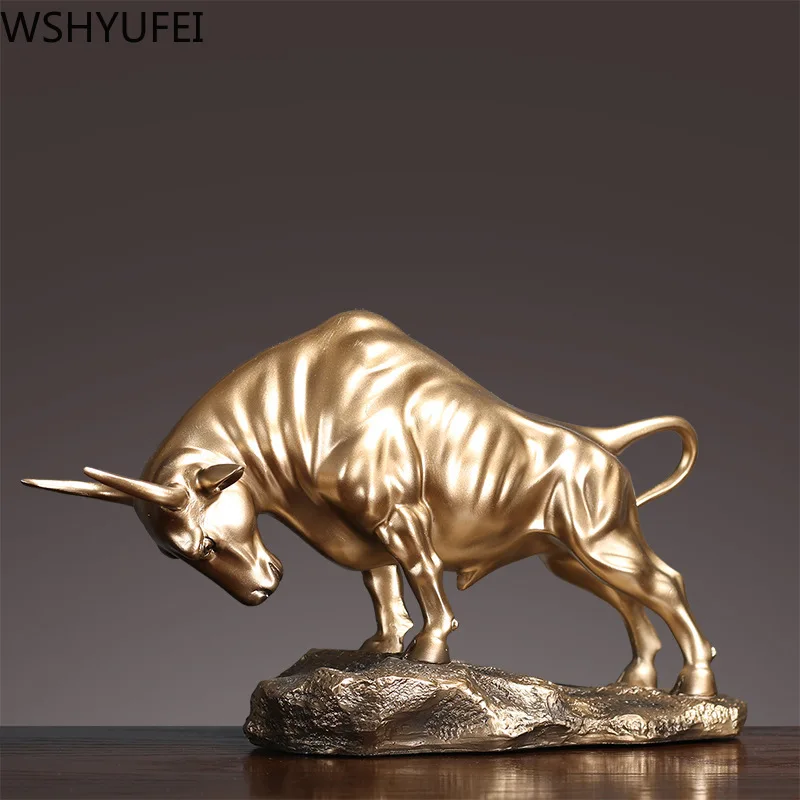 

Creative Cow Decoration Ox Figurine Lucky Resin Bull Crafts Office Desktop Ornaments Home Living Room decor Accessories