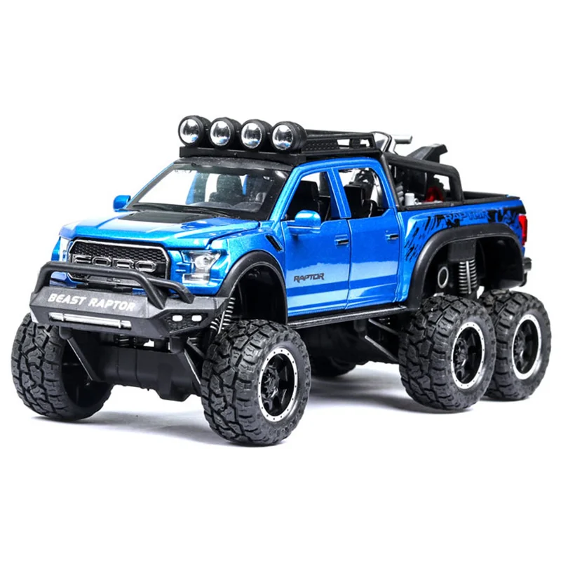 1:28 литье под давлением FORD RAPTOR f150 SUV металлическая модель автомобиля игрушечные колеса сплав автомобиль звук и светильник оттягивающийся автомобиль мальчик малыш игрушки vw модель