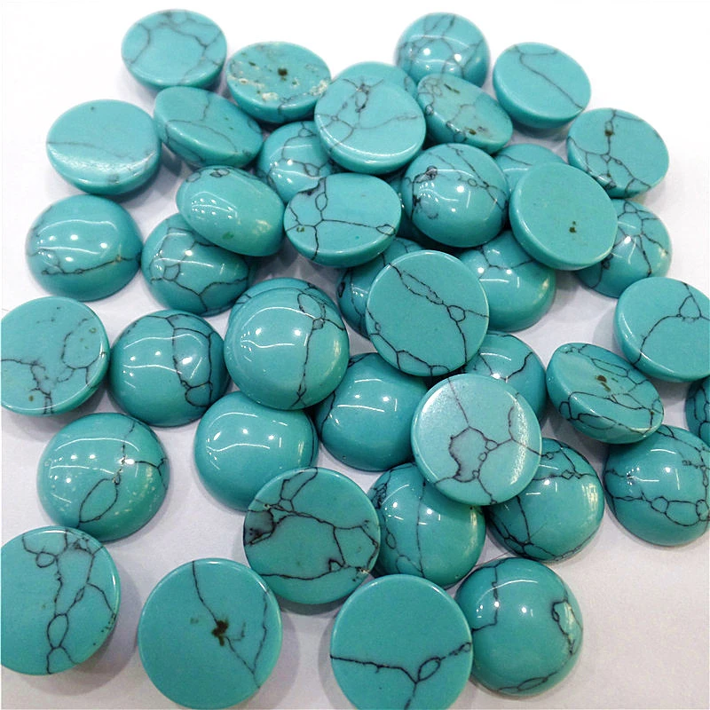 

100Pcs 14x5mm Wholesale Blue Turquoise Round Cab Cabochon DIY Jewelry Making Accessories M154