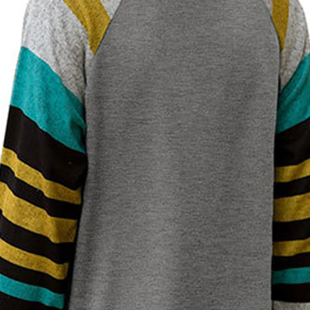 

Women Sweatshirts Autumn Long Multi-Color Stitching Stripe O Neck Long Sleeve Casual Sweatshirt Tops Streetwear Sudadera Mujer
