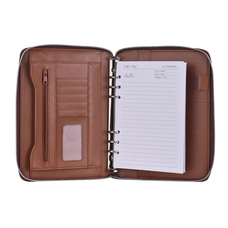 Из искусственной кожи Padfolio Бизнес Портфель держатель Органайзер папка для хранения документов с блокнотом 100 листов на молнии