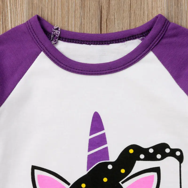 2020 весенние модные топы с длинными рукавами и рисунком единорога для маленьких