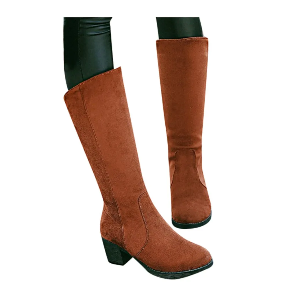 2020 г. Весенне зимние новые женские теплые ботинки на толстом высоком каблуке