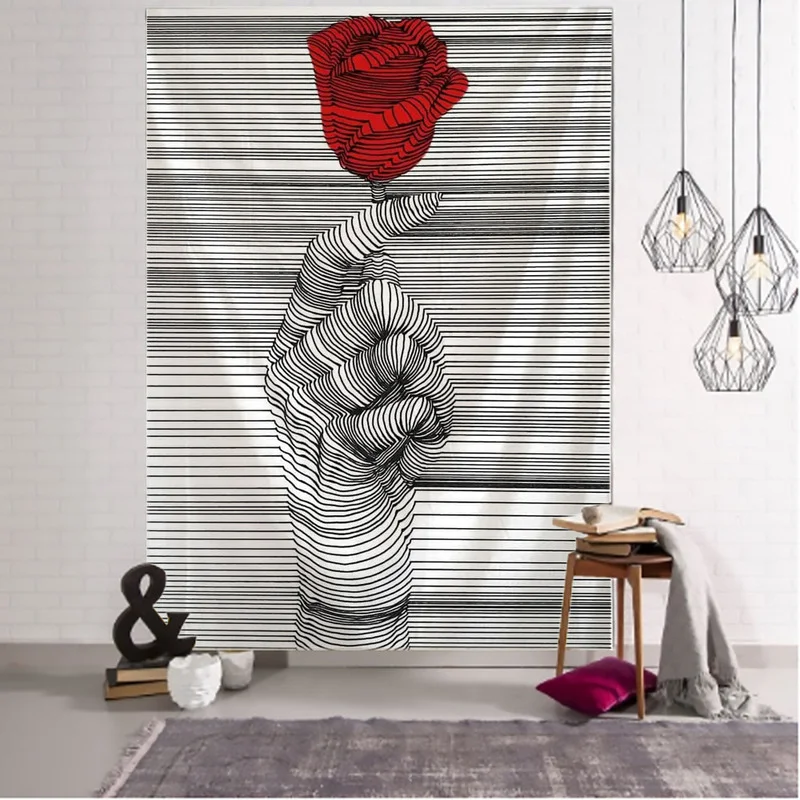 

Abstract Line Painting Tapestry Wall-mounted Bohemian Decoration Creative Hippie Kiss Psychedelic Wall Tapestry Wall Covering