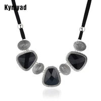 kymyad vintage choker statement necklace women bijoux rope chain resin geometric necklaces pendants big chunky necklaces