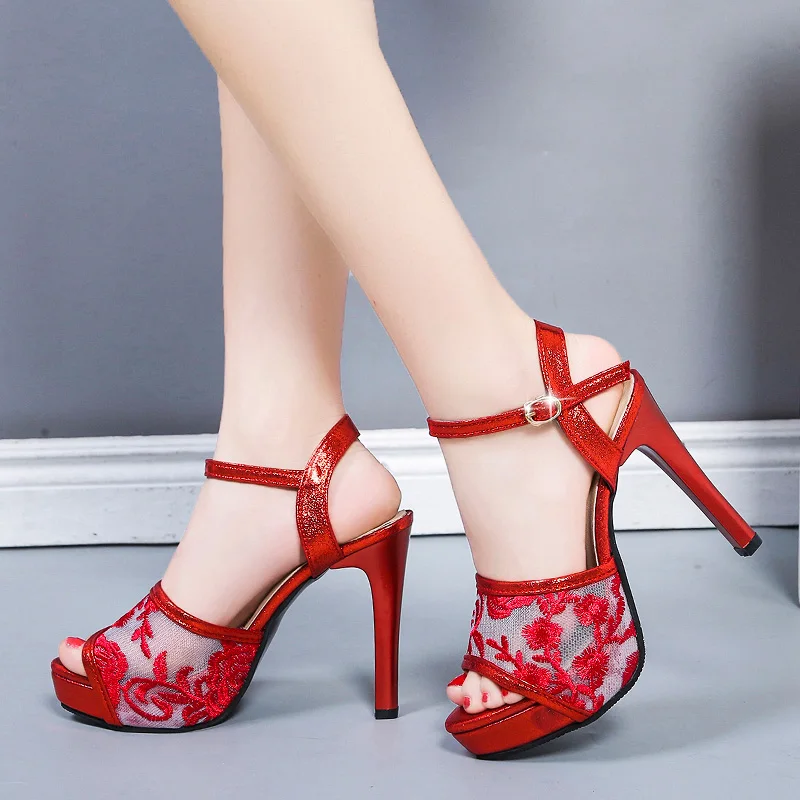 Босоножки на платформе и каблуке Женская обувь Свадебные туфли высоком Женские