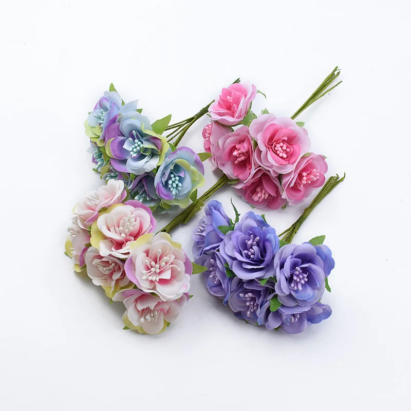 6/18 шт. шелковые розы с тычинками вазы для домашнего декора свадебные