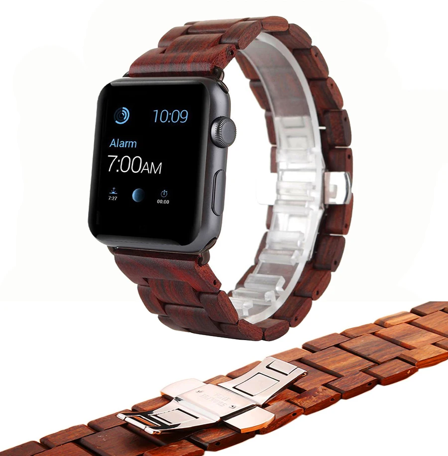 Эбенового дерева ремешок для наручных часов Apple Watch, версии 4 44 мм 40 мм(наручных часов iwatch, 5) наручных часов iwatch серии 3/2/1, 42 мм, 38 мм, версия Деревянный Бабочка туфли с ремешком и пряжкой браслет