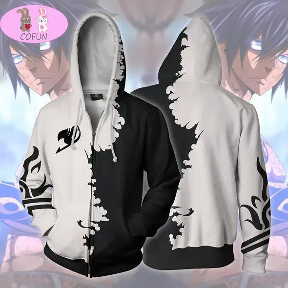 

Fairy Tail Unisex Hoodies Japanese Anime Printed Men's Hoodie Streetwear Casual Sweatshirts zipper anime hoodies