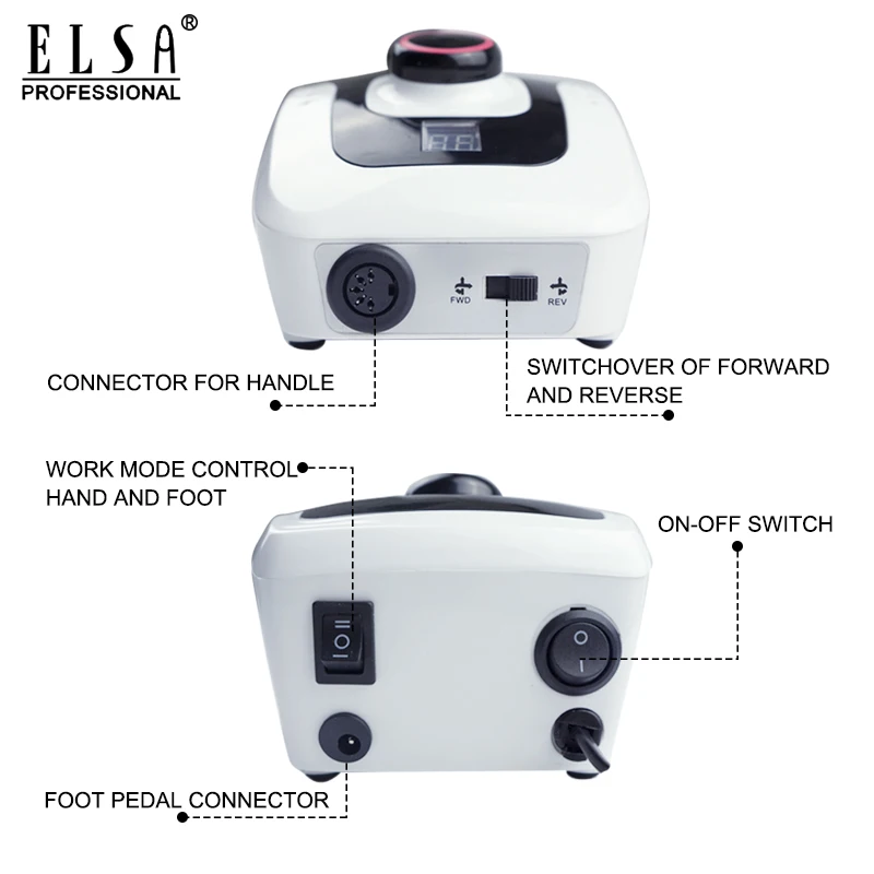 Профессиональная электрическая пилка для ногтей 65 Вт 35000 об/мин с дисплеем