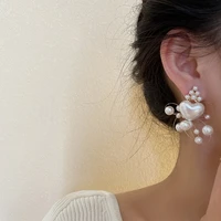 vintage flowers drop earrings for women beautiful coffee color pearls pendant eariings fashion wedding party jewelry