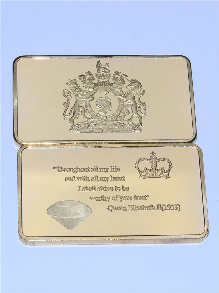 

1oz 24k Gold Plated Britain Queen Elizabeth II Gold Bar Diamond Jubilee Bullion