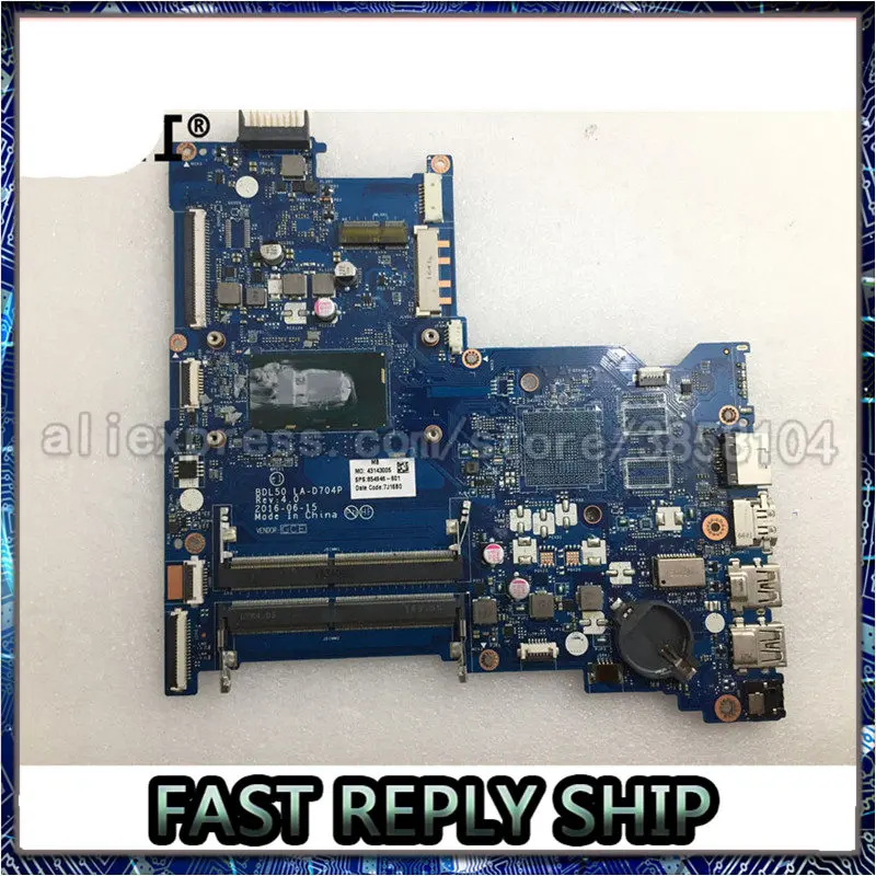 

Для HP 15-AY 115-AY028CA материнская плата для ноутбуков pc материнская плата 854946-601 854946-001 BDL50 LA-D704P с процессором I3-6100U