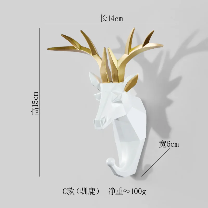 

Креативное украшение в виде головы животного, крючок из смолы, поделки без гвоздей, настенный крючок для пальто, крючок для двери, заднего по...