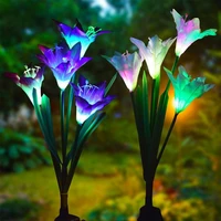 solar light led lily flower lawn lamp outdoor waterproof garden villa aisle corridor christmas decoration fluorescent lamp