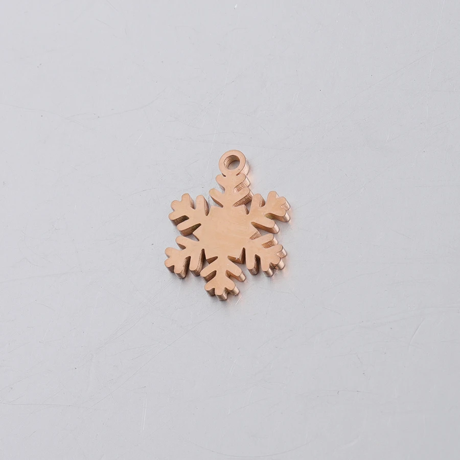 rose gold color Fnixtar отполировано до зеркального блеска Снежинка из нержавеющей стали браслеты с подвесками 15,5*12 мм Металлические Подвески для творчества для изготовление, поиск ювелирных изделий 20 шт./лот - Окраска металла: rose gold color