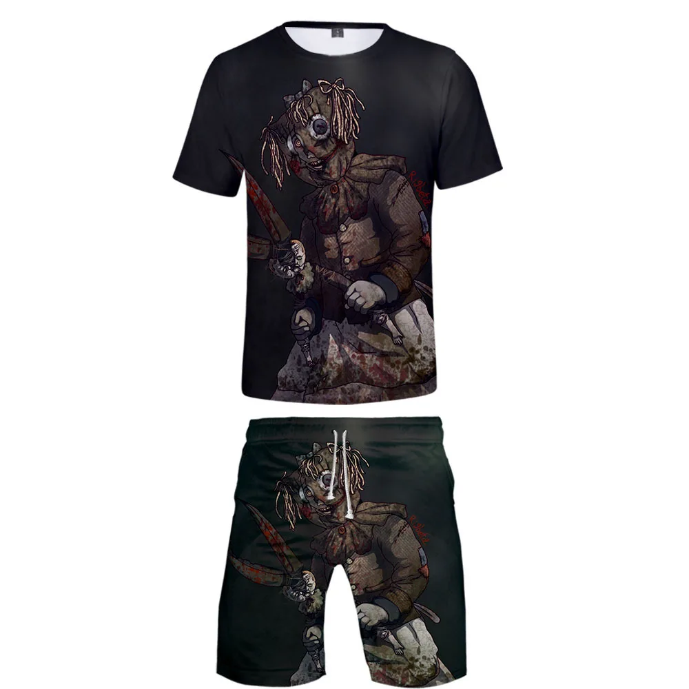 2019 новый комплект футболок с 3D принтом Dead by Daylight пляжных шорт круглым вырезом