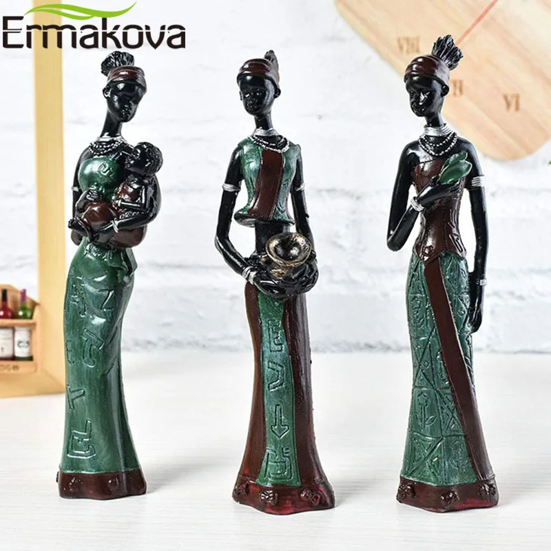 ERMAKOVA 3 шт./компл. Африканский скульптура женщины девушки смолы фигурка леди