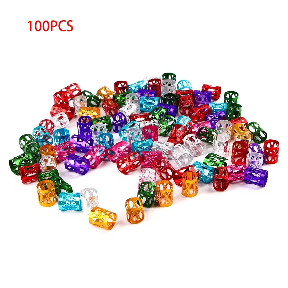 Многоцветный Мода 100CS/сумка красочные волосы плетение бусины кольца манжеты Инструменты для укладки волос Косметика Макияж Красота аксессуары - Цвет: Многоцветный