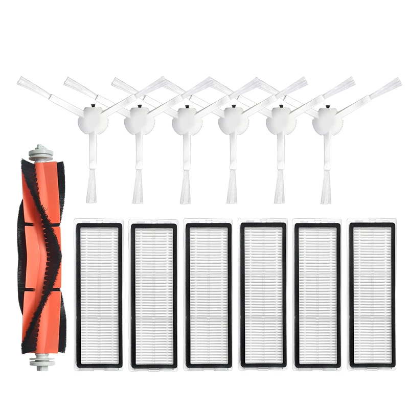 

13pcs sweeping machine accessories 1 roller brush 6 side brushes 6 filters Robot Sweeper Accessories Replacement for Mijia