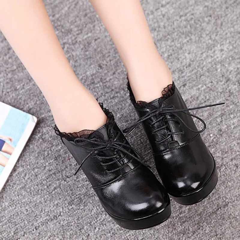 

BEYARNE European style leather ladies ultra high heel single shoessexy lace belt cowhide OL work shoes for women fashion pumps