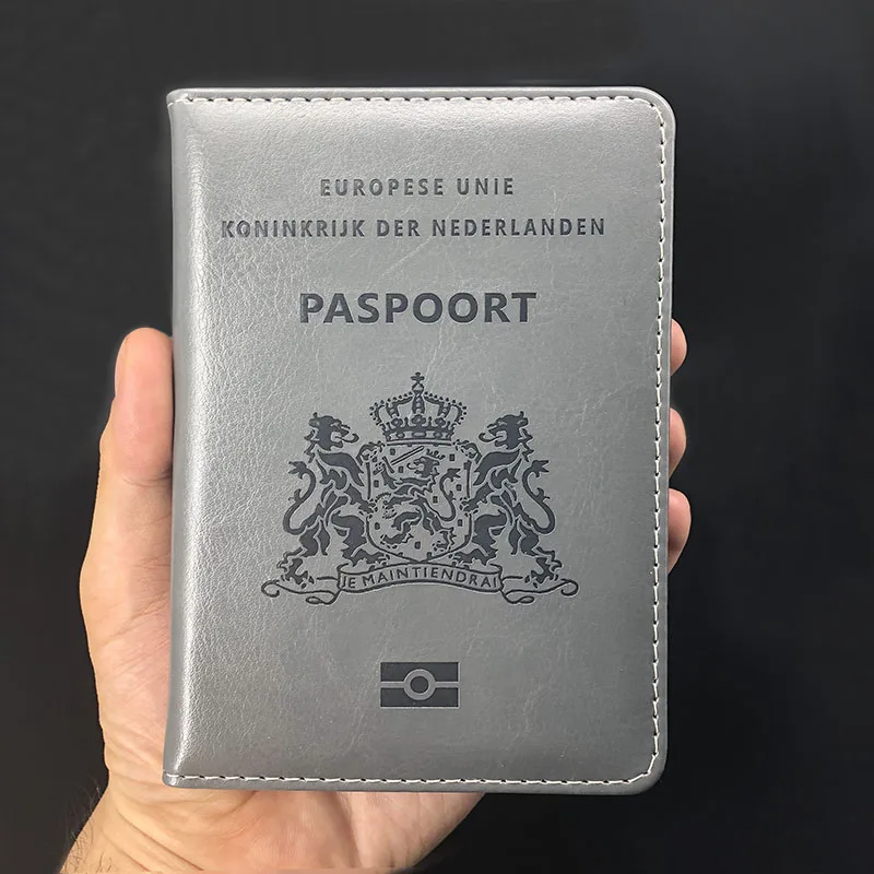 Серый Nederland Обложка для паспорта мягкая из искусственной кожи Nederland голландская Женская Обложка для паспорта Nederlanden netherland paspoортопедическая - Цвет: Серый