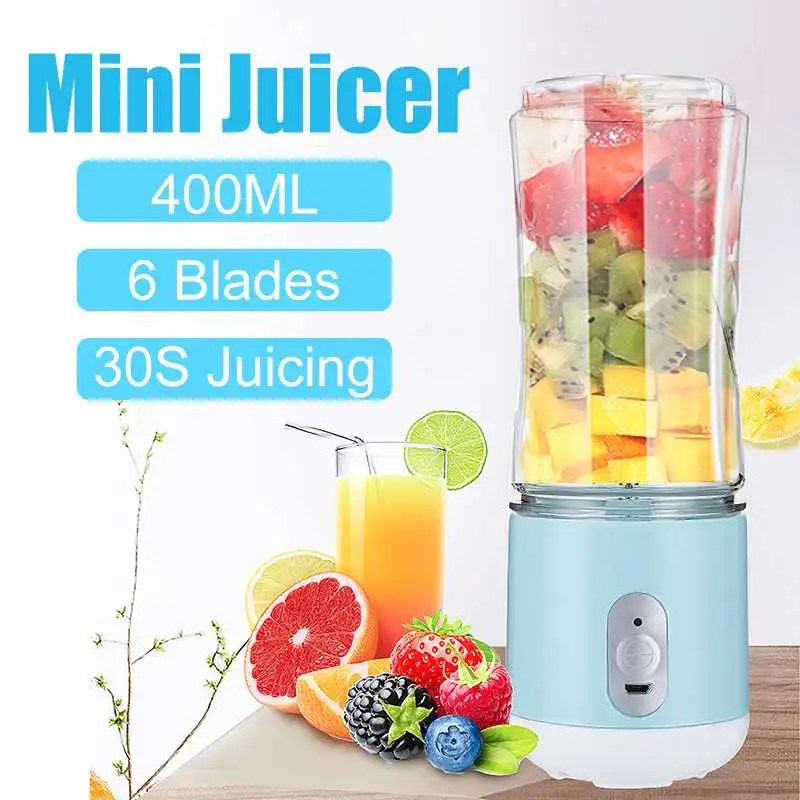 

400ML 6 Blades Multifunctional Portable USB Rechargeable Blenders Electric Maker Bottle Cup Fruit Juicer Smoothie Mixing Machine