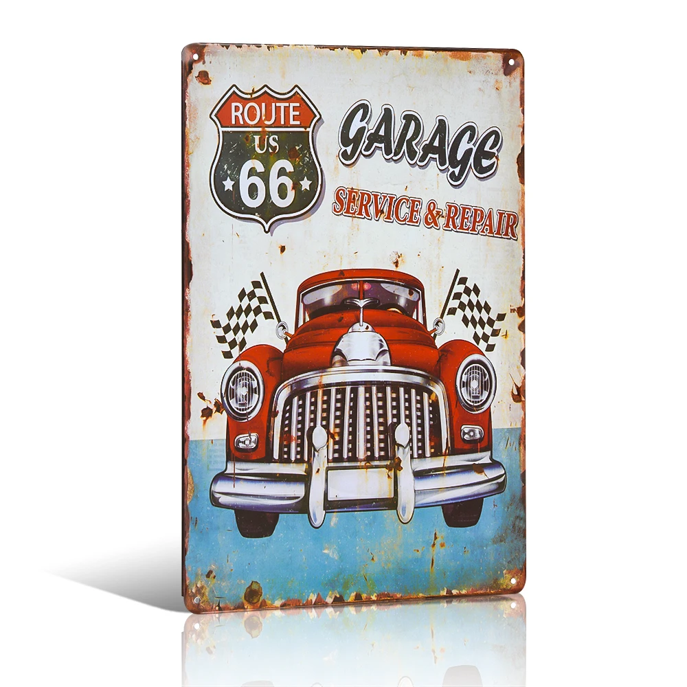 Металлический жестяной знак Route 66 для гаражных услуг и ремонта ретро деревенская