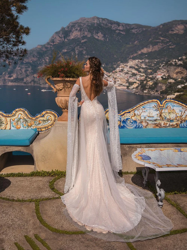 

Hi Shy Bride New Simple Wedding Dress Backless Sleeveless Design Chiffon Lace Bride Dresses Princess Dress Plus Size Tailor-made