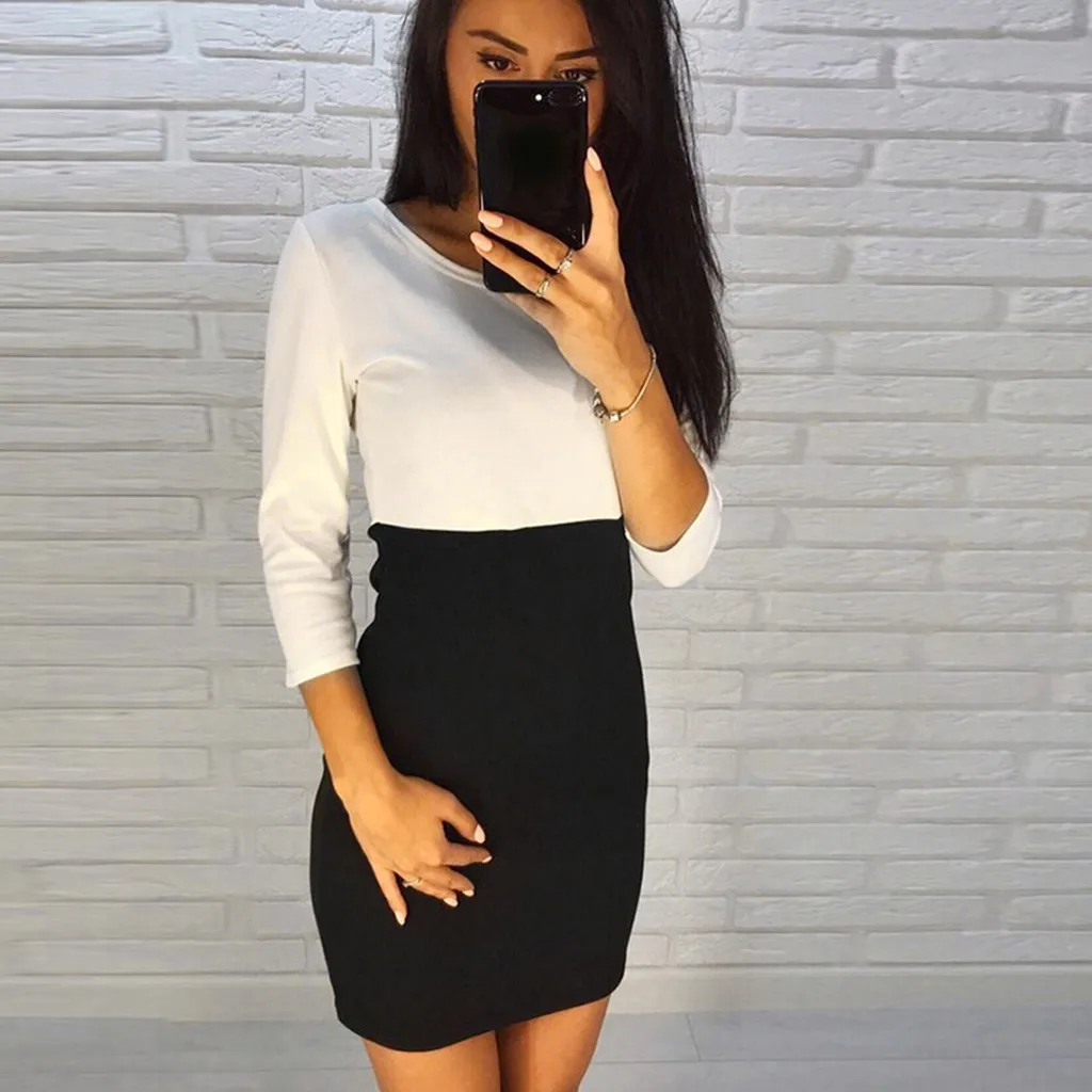 Женское сексуальное мини платье трапециевидной формы с длинным рукавом и