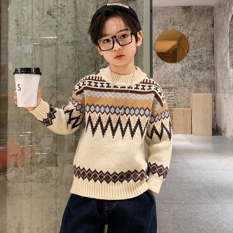 

Boys Sweater Pullover 2020 Winter New Fashion and Comfortable Children's Cold and Warm Thick Korean Style Foreign Sweater