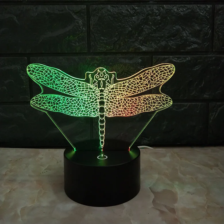 

Multicolor Dragonfly Bulbing 3D LED Illusions Lamp 7 Colors Change Touch USB Night Light Gift For Friend Children Home Decor