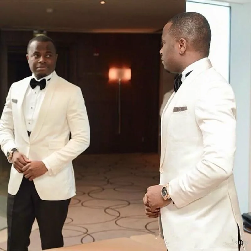 Slim Fit Для мужчин цвета слоновой кости костюмы для свадебного торжества Летние