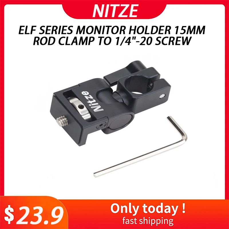 

NITZE ELF SERIES MONITOR HOLDER 15MM ROD CLAMP TO 1/4"-20 SCREW - N54-F5