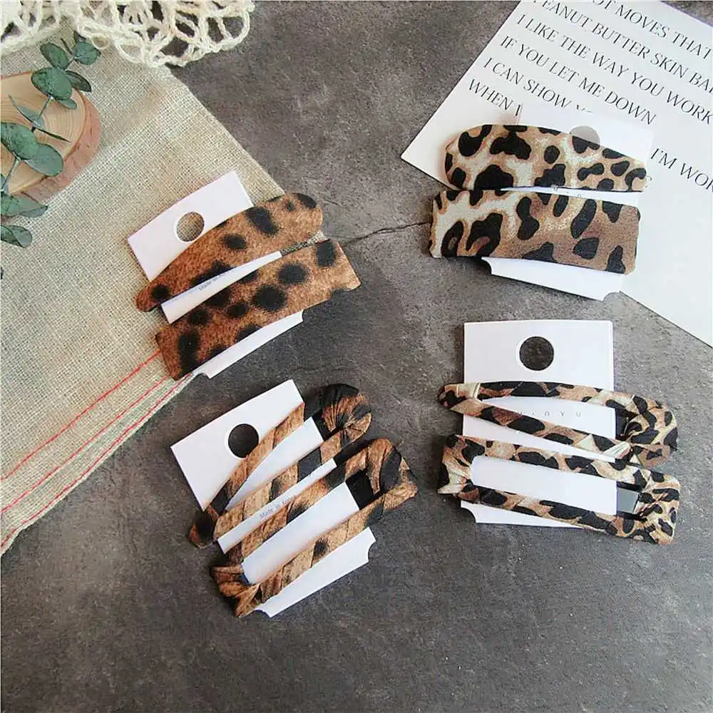 

1 set of leopard hairpin drop geometric water clip hollow hair clip duckbill clip for women fashion accessory hair style tools