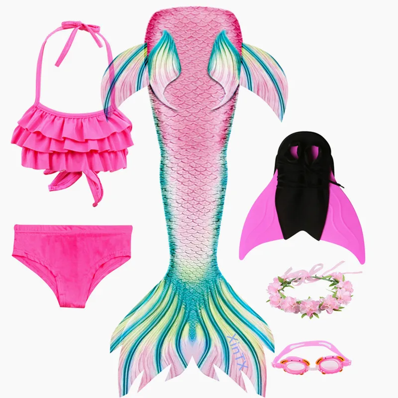 2019 Kids Swimmable Mermaid Tail with Monofin Flipper Bathing Swimsuit for Girls Cosplay Costume | Тематическая одежда и
