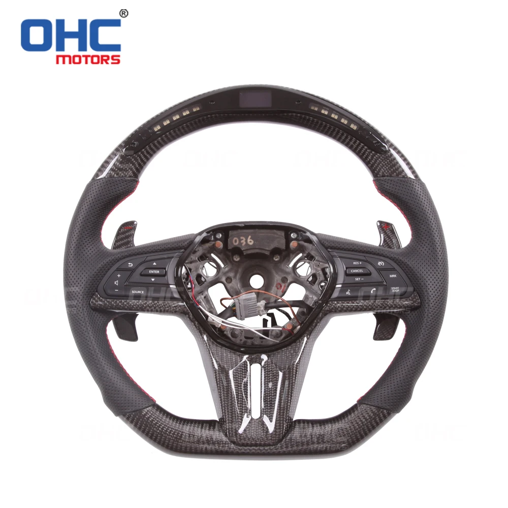 CF 100% реальное углеродное волокно светодиодное Рулевое колесо для Nissan GTR R35 Skyline Nismo