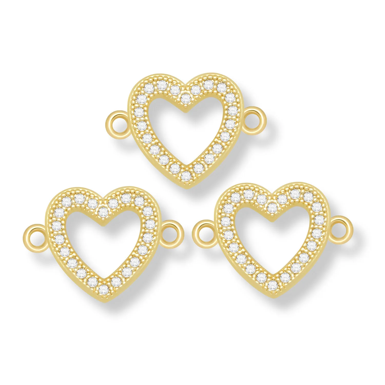 

White Cubic Zirconia Stones Gold-plated Love Peach Heart Connector For Necklace Bracelet DIY Makings Cute Zircon Jewelry Present