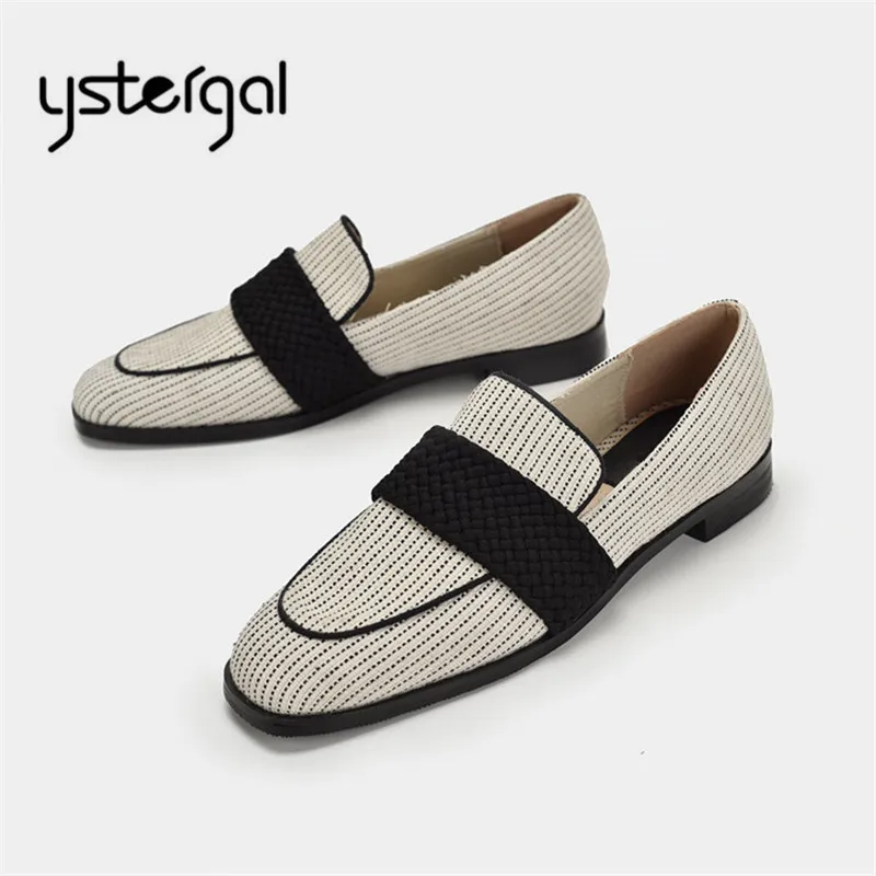 Модные женские мокасины Ystergal с плетеным ремнем повседневные лоферы без шнуровки