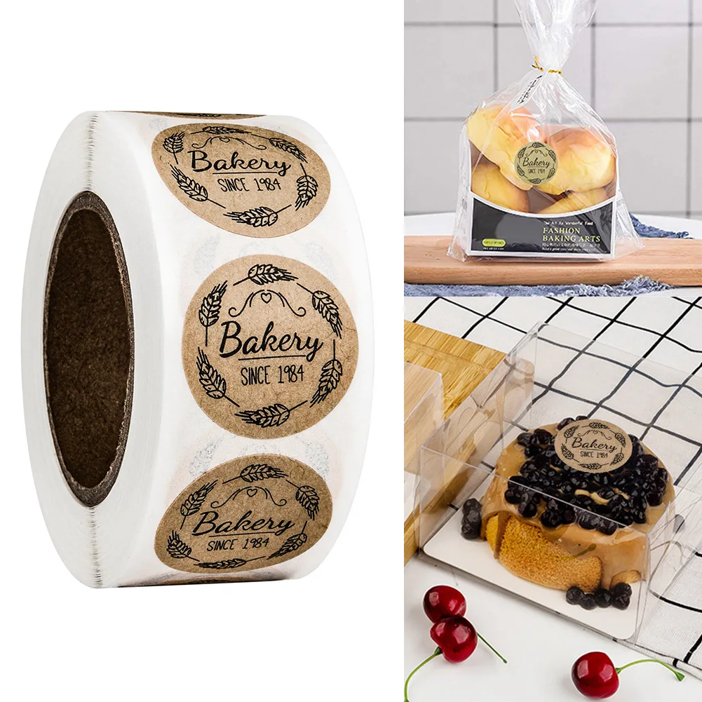 500 шт./рулон крафт печенья пшеничная пекарня с 1986 го года наклейки ручной работы