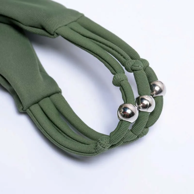 

Paotang 2021 Spring New Brazilian Bikini Fashion Beaded Sexy Triangle Solid Color Women's Sling Unique Swimsuit Two-Piece Suits