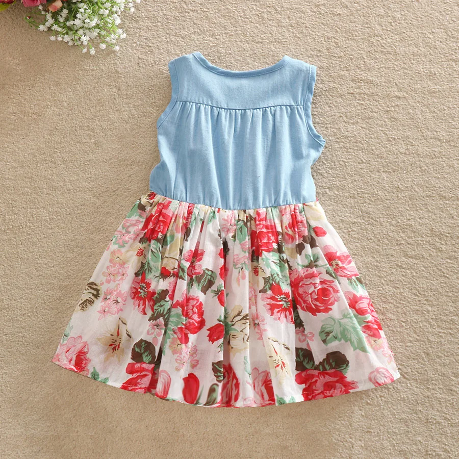 2019 Baby Girls clothes kids Dress Lovely Hot Kids Jean Denim Bow Flower Ruffled Sundress for Clothing Costume 2-10Y | Детская одежда и