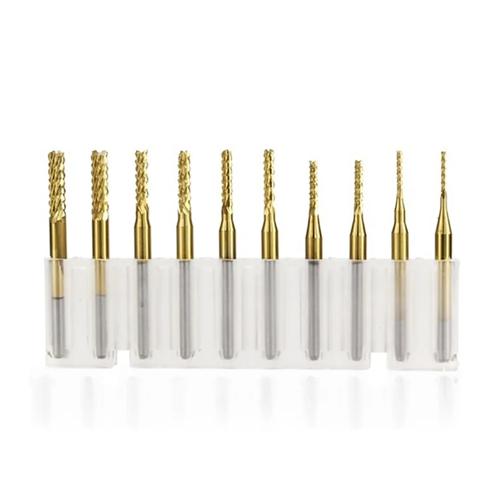 

10pcs Set 1mm 2mm 3mm End Mill Drill Bits Cemented Carbide CNC Milling Cutter End Mills Rotary Tools