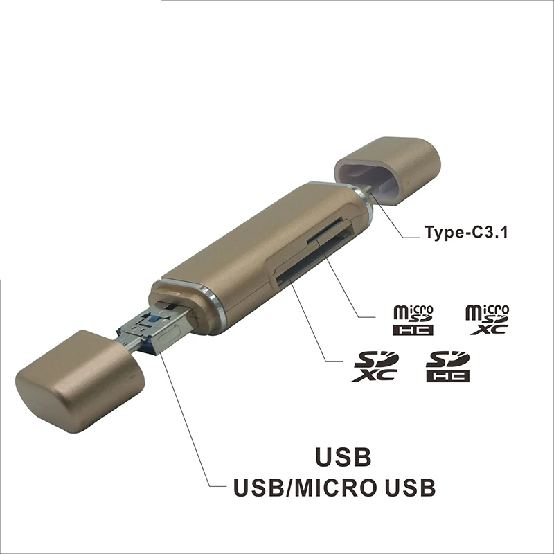 5 в 1 Тип C OTG кард ридер с флеш накопитель USB гнездовым Интерфейс для ПК 3 0 чтения TF