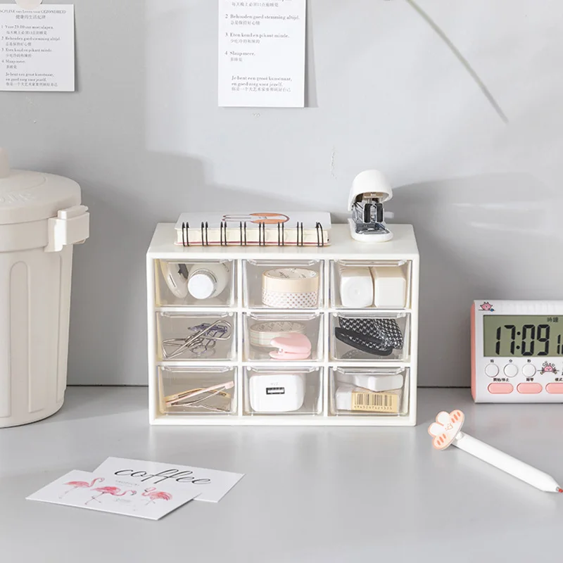 

Desktop 9-Grid Desktop Storage Box Jewelry Drawer Pearl Beads Storage Boxes Plastic Cosmetic Earrings Makeup Container Organizer