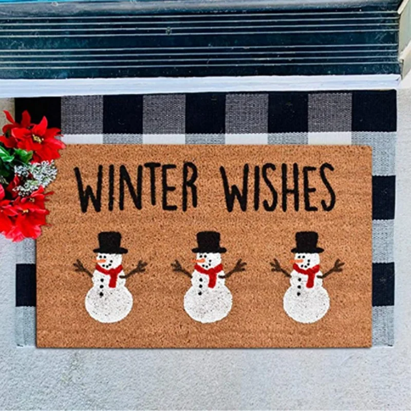 

Doormat Indoor Entrance Christmas Tree Snowman Doormats Welcome Home Carpet Front Door Mat Decorations Xmas Kitchen Rug